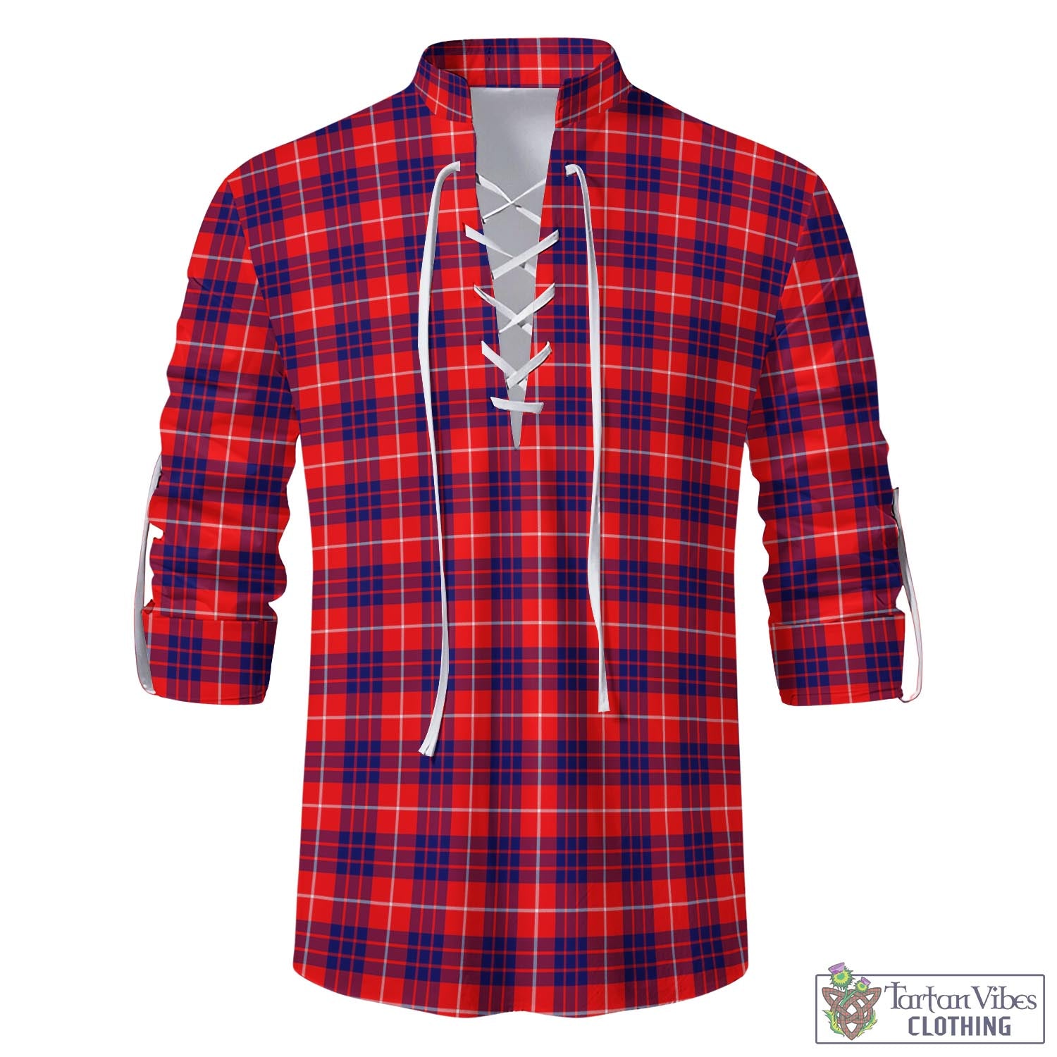 Tartan Vibes Clothing Hamilton Modern Tartan Men's Scottish Traditional Jacobite Ghillie Kilt Shirt
