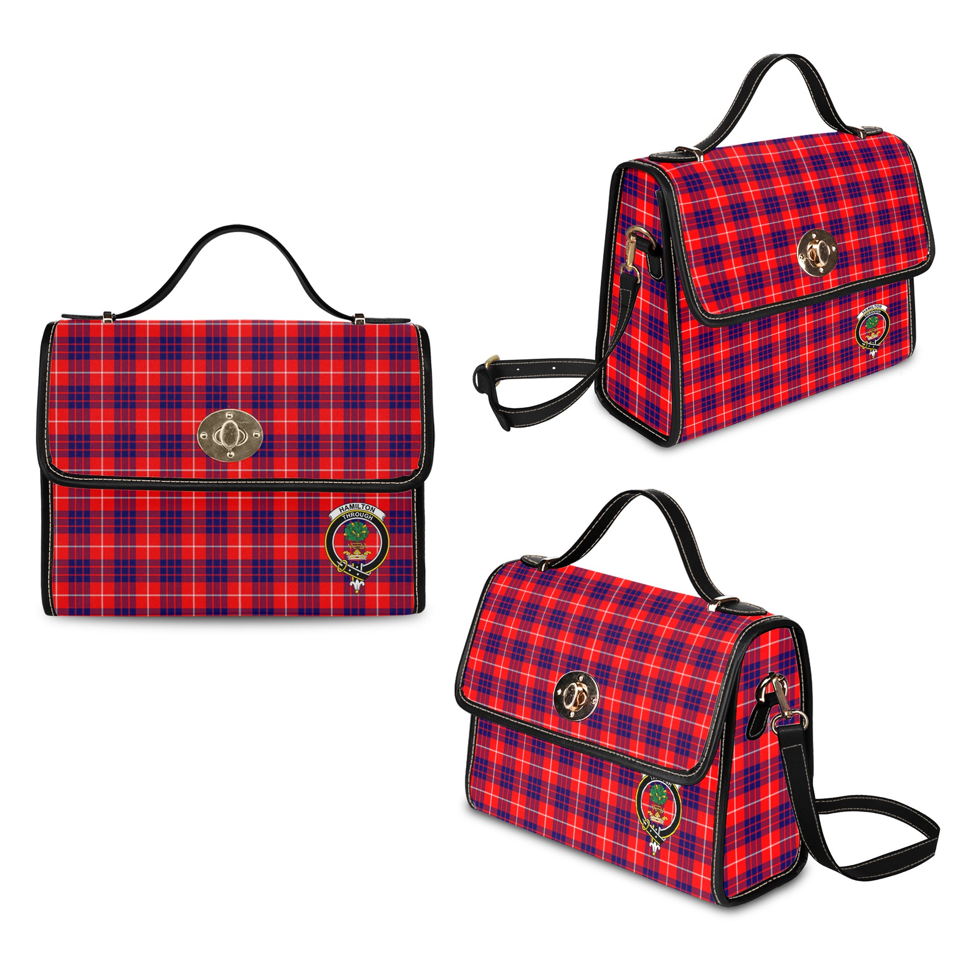 hamilton-modern-tartan-leather-strap-waterproof-canvas-bag-with-family-crest