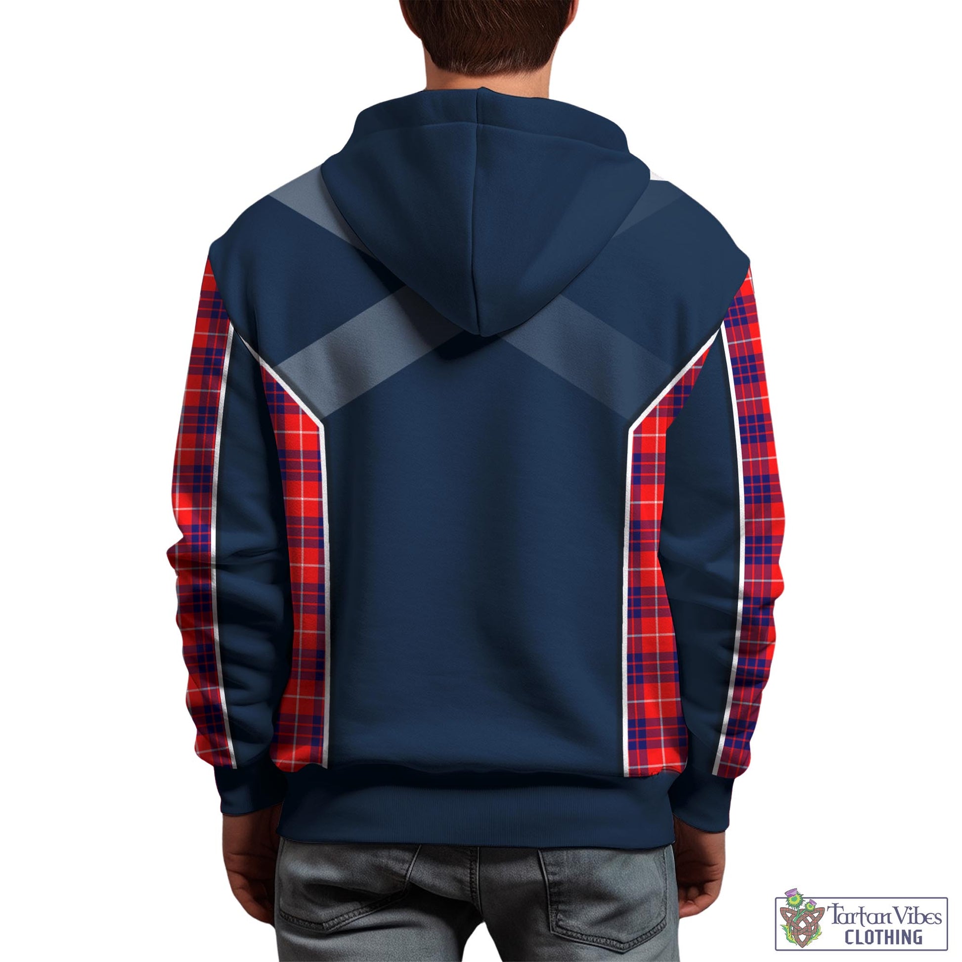 Tartan Vibes Clothing Hamilton Modern Tartan Hoodie with Family Crest and Lion Rampant Vibes Sport Style