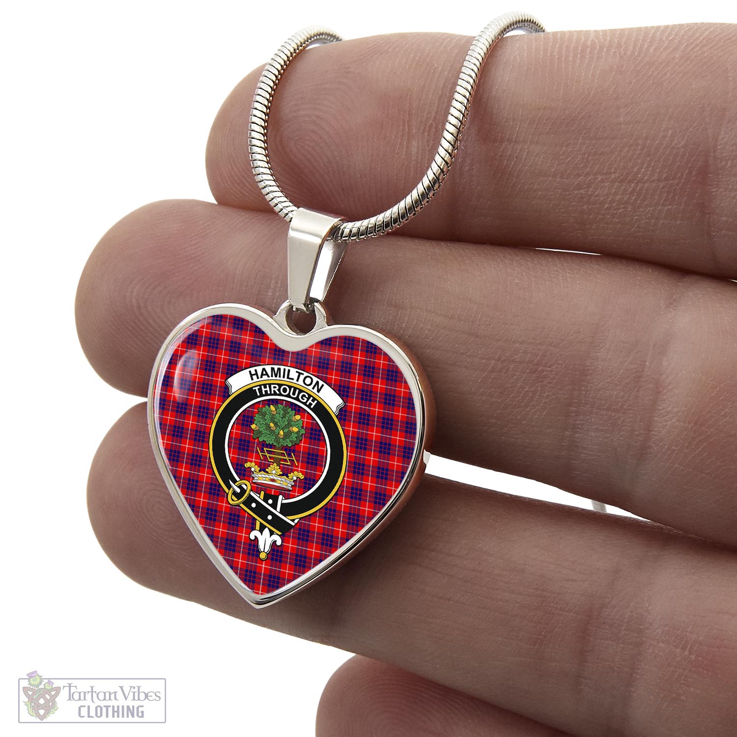 Tartan Vibes Clothing Hamilton Modern Tartan Heart Necklace with Family Crest