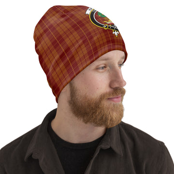 Hamilton Red Tartan Beanies Hat with Family Crest