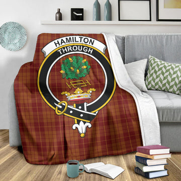 Hamilton Red Tartan Blanket with Family Crest