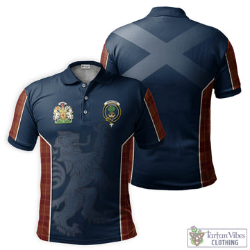 Hamilton Red Tartan Men's Polo Shirt with Family Crest and Lion Rampant Vibes Sport Style