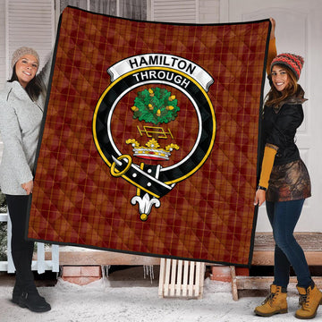 Hamilton Red Tartan Quilt with Family Crest