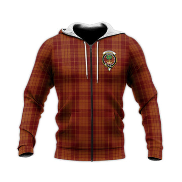 Hamilton Red Tartan Knitted Hoodie with Family Crest