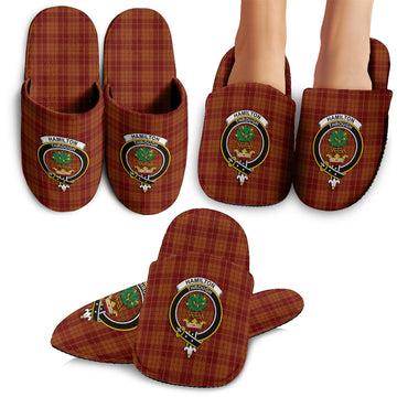 Hamilton Red Tartan Home Slippers with Family Crest