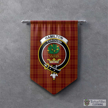Hamilton Red Tartan Gonfalon, Tartan Banner with Family Crest