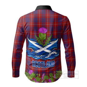 Hamilton Scotland Tartan Crest Thistle Heritage Long Sleeve Button Shirts