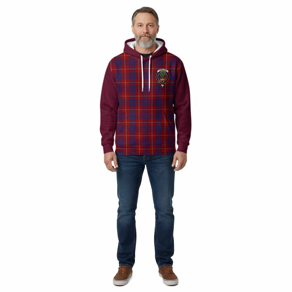Hamilton Tartan Accent Cotton Hoodie with Family Crest