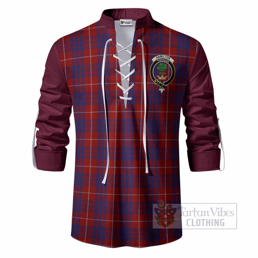 Hamilton Tartan Accent Ghillie Shirt with Family Crest