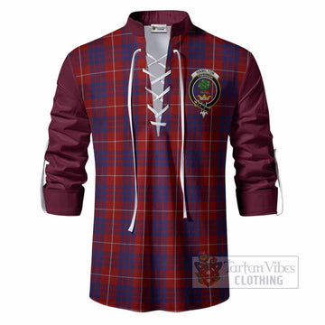 Hamilton Tartan Accent Ghillie Shirt with Family Crest