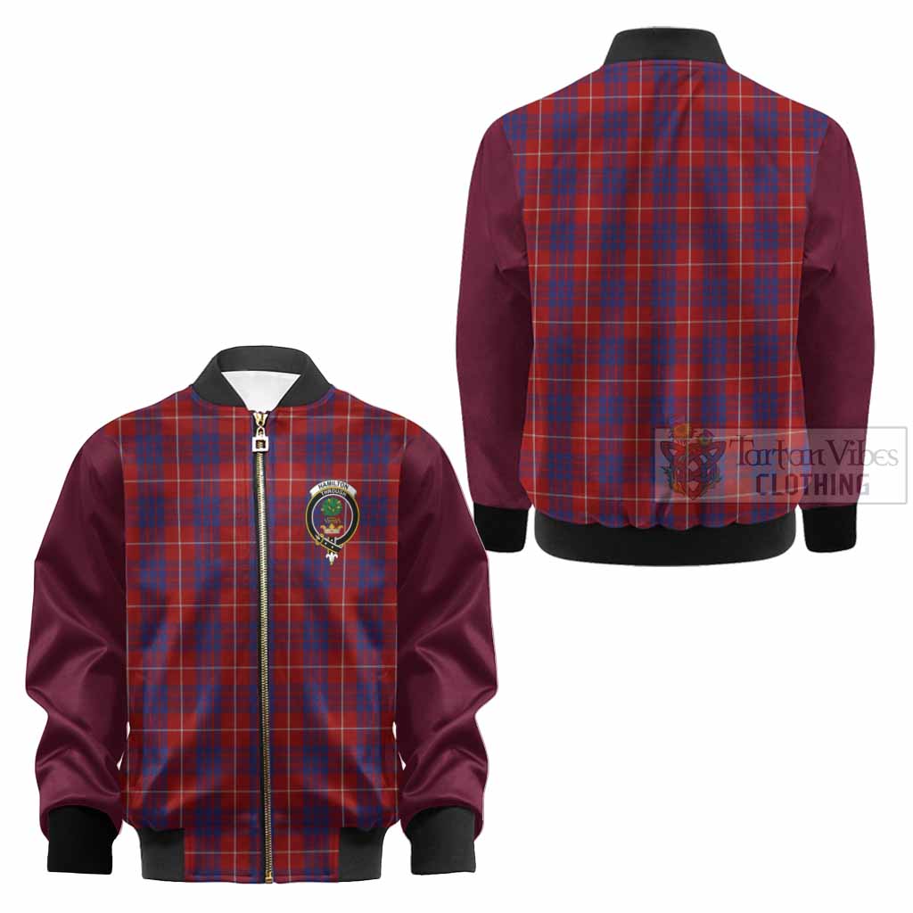 Hamilton Tartan Accent Kid Bomber Jacket with Family Crest