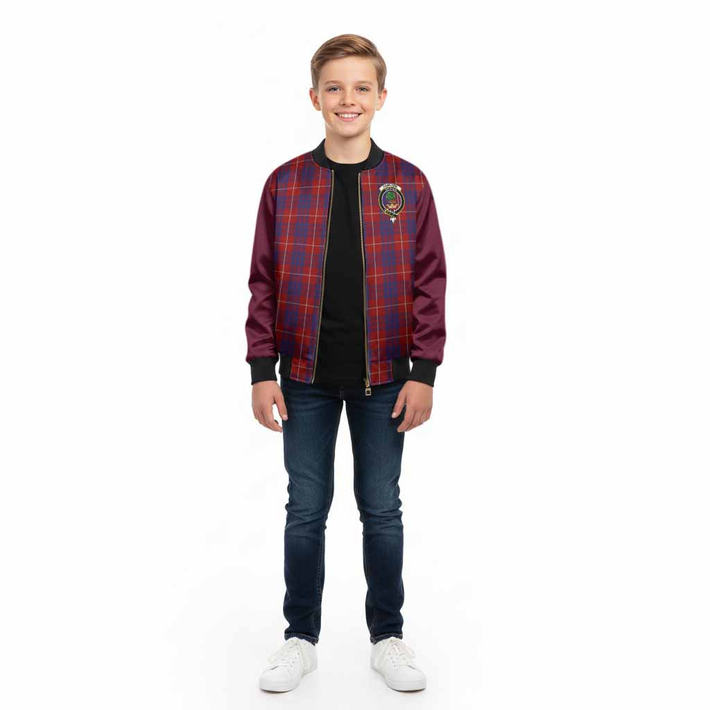 Hamilton Tartan Accent Kid Bomber Jacket with Family Crest