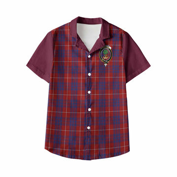 Hamilton Tartan Accent Kid Hawaiian Shirt with Family Crest