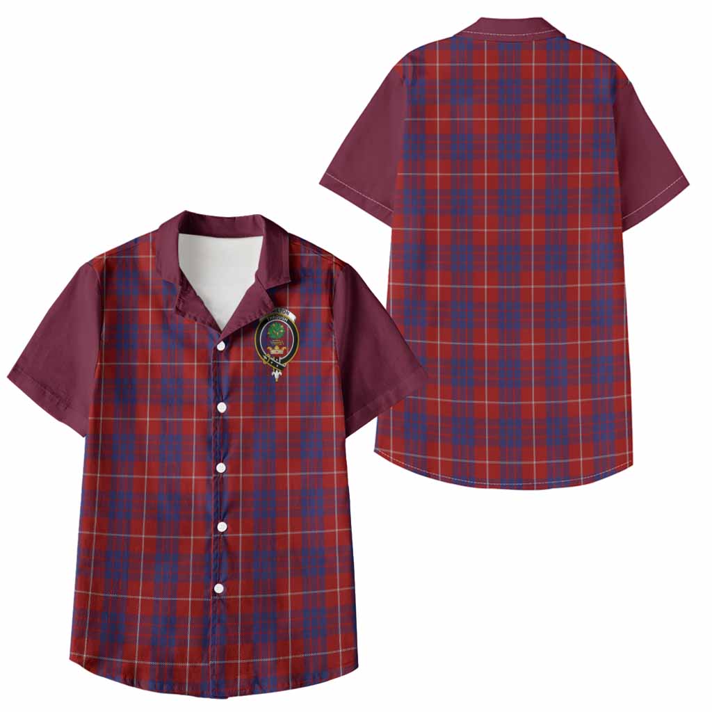 Hamilton Tartan Accent Kid Hawaiian Shirt with Family Crest