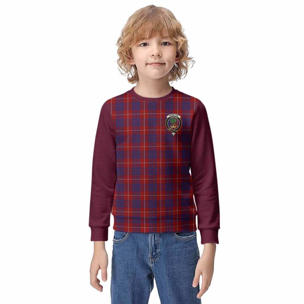Hamilton Tartan Accent Kid Knitted Sweatshirt with Family Crest
