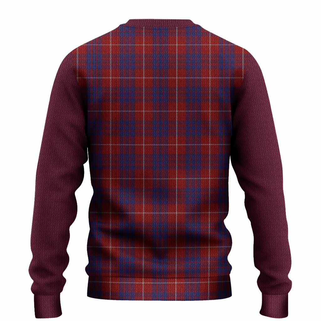 Hamilton Tartan Accent Knitted Sweater with Family Crest