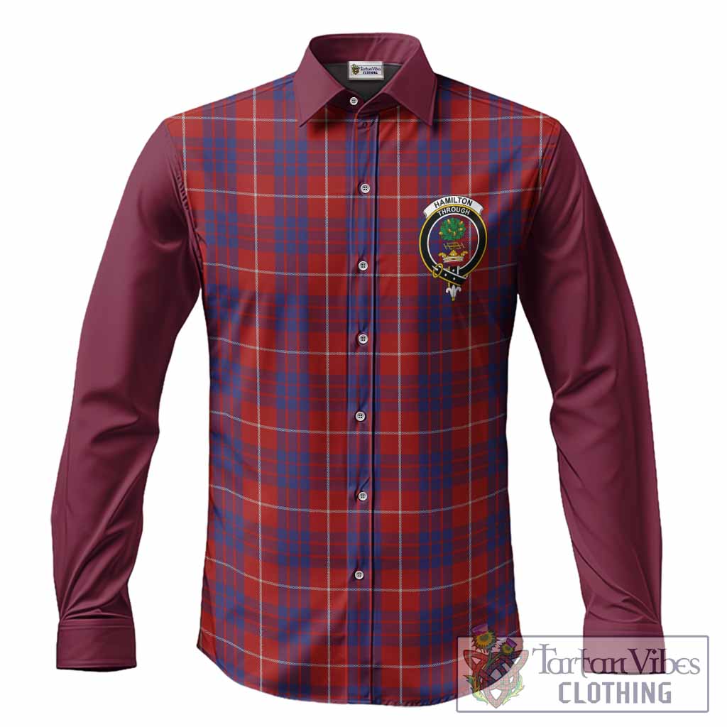 Hamilton Tartan Accent Long Sleeve Button Shirts with Family Crest