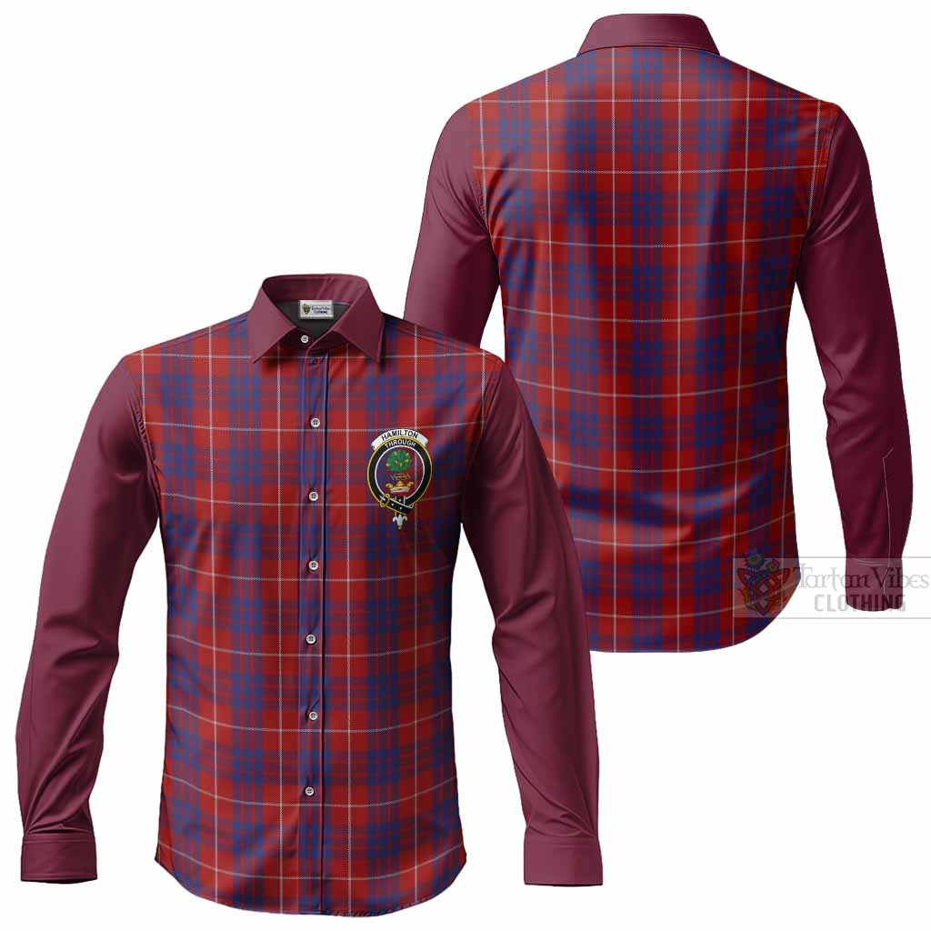 Hamilton Tartan Accent Long Sleeve Button Shirts with Family Crest