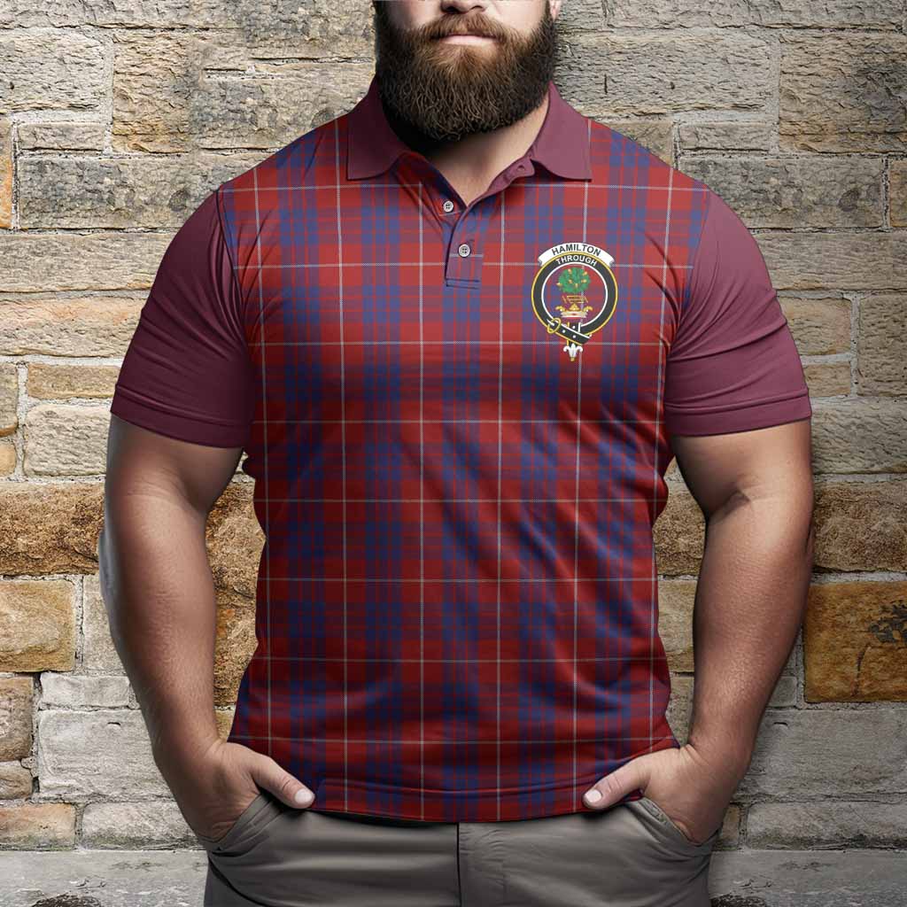 Hamilton Tartan Accent Polo Shirt with Family Crest