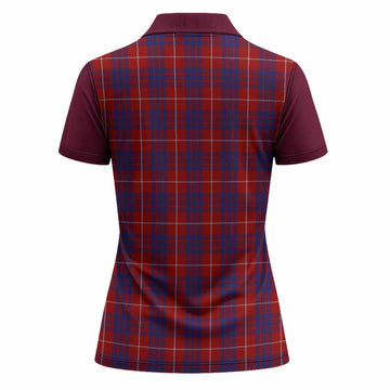 Hamilton Tartan Accent Women Polo Shirt with Family Crest