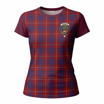 Hamilton Tartan Accent Women T shirt with Family Crest