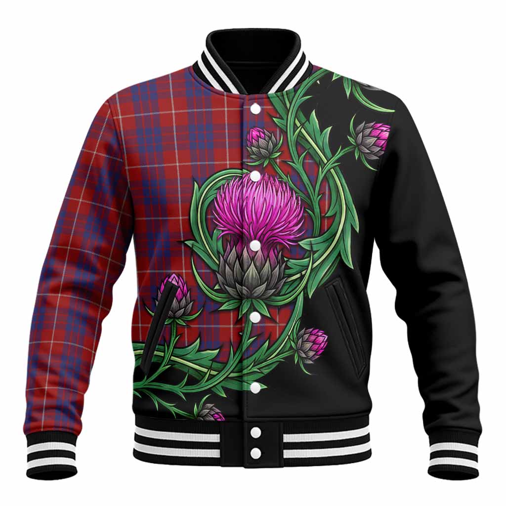 Hamilton Tartan Baseball Jacket Resilient Scottish Thistle Unisex - Tartan Vibes Clothing