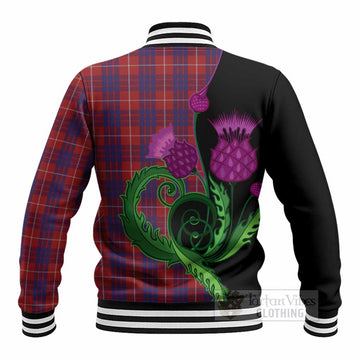 Hamilton Tartan Baseball Jacket Traditional Scottish Thistle