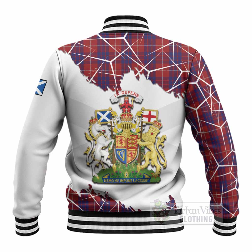 Hamilton Tartan Baseball Jacket with Family Crest and Lion Rampant Grunge Style