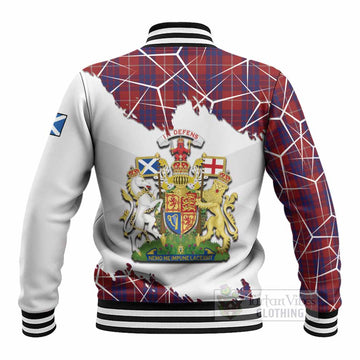 Hamilton Tartan Baseball Jacket with Family Crest and Lion Rampant Grunge Style