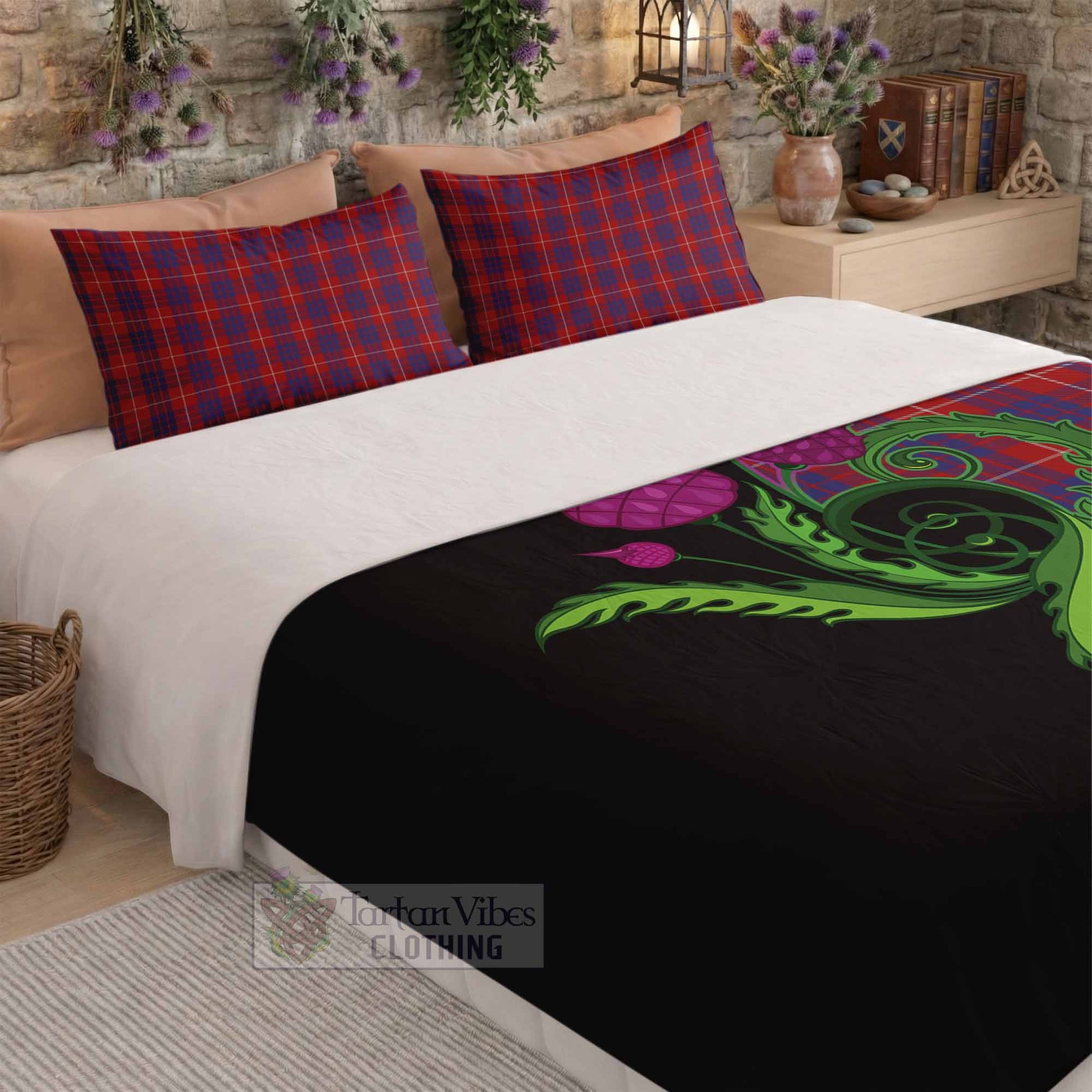 Hamilton Tartan Bedding Set Traditional Scottish Thistle - Tartan Vibes Clothing