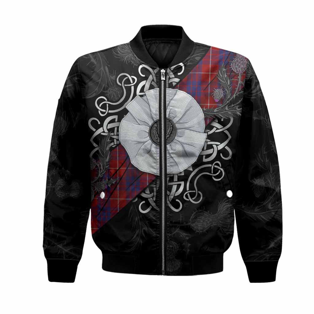 Hamilton Tartan Bomber Jacket Jacobite White Rose Unisex Black - Tartan Vibes Clothing