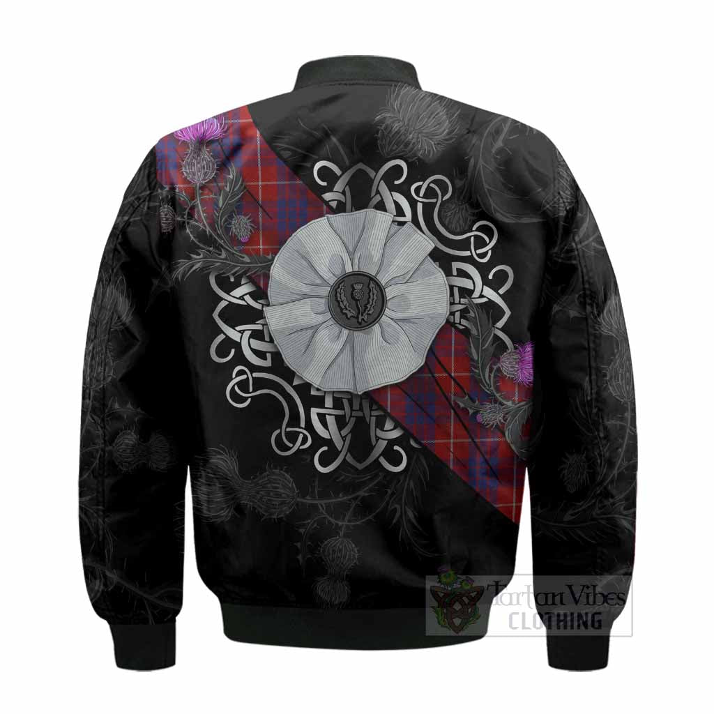 Hamilton Tartan Bomber Jacket Jacobite White Rose - Tartan Vibes Clothing