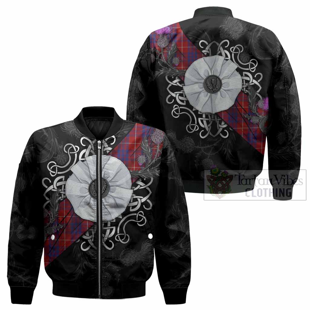 Hamilton Tartan Bomber Jacket Jacobite White Rose - Tartan Vibes Clothing