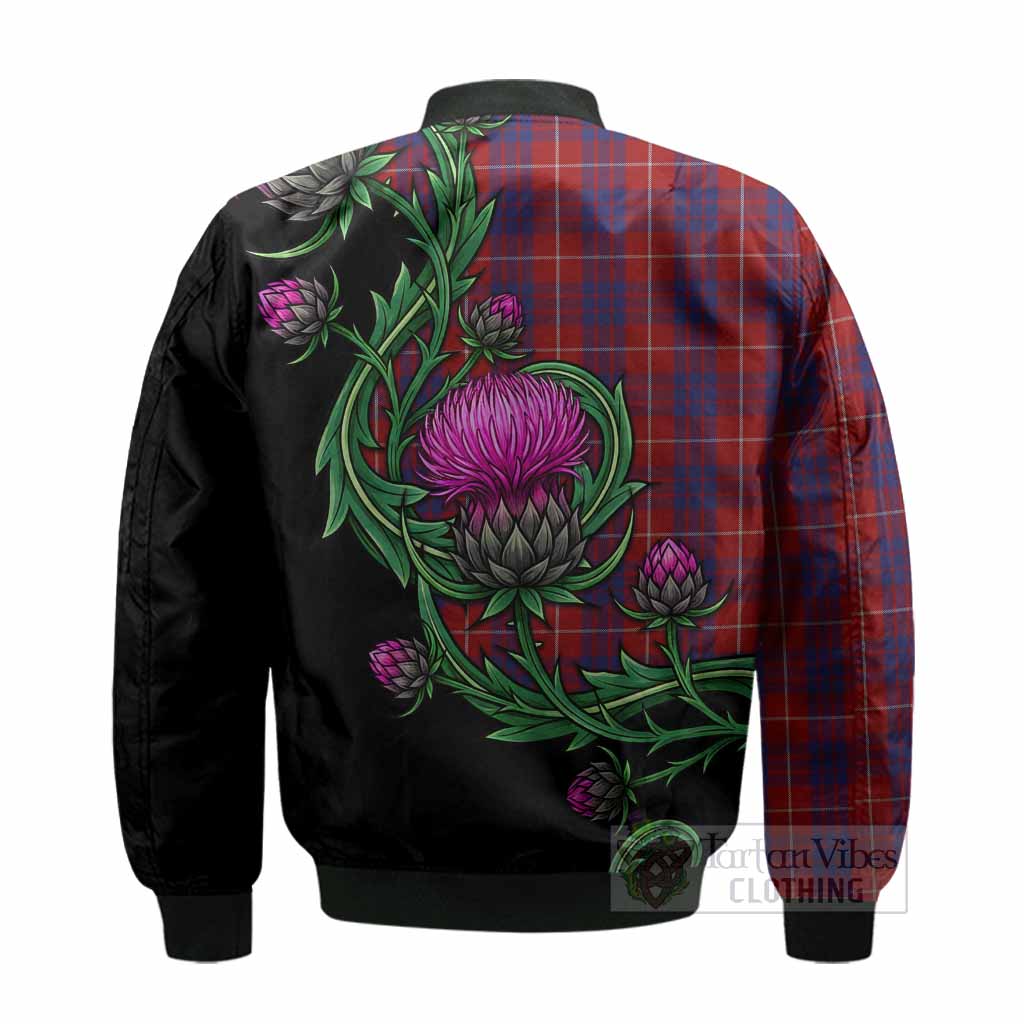 Hamilton Tartan Bomber Jacket Resilient Scottish Thistle - Tartan Vibes Clothing