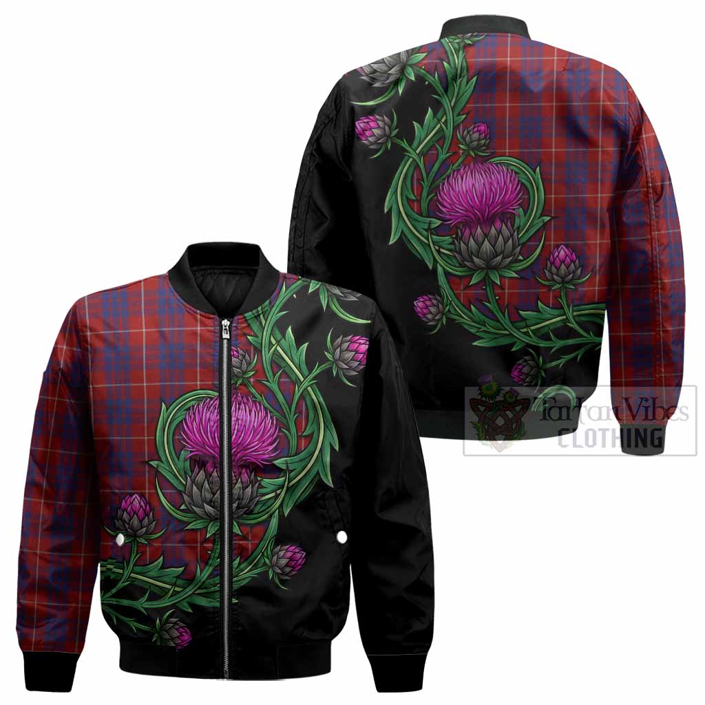 Hamilton Tartan Bomber Jacket Resilient Scottish Thistle - Tartan Vibes Clothing