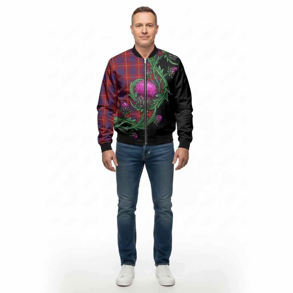 Hamilton Tartan Bomber Jacket Resilient Scottish Thistle - Tartan Vibes Clothing
