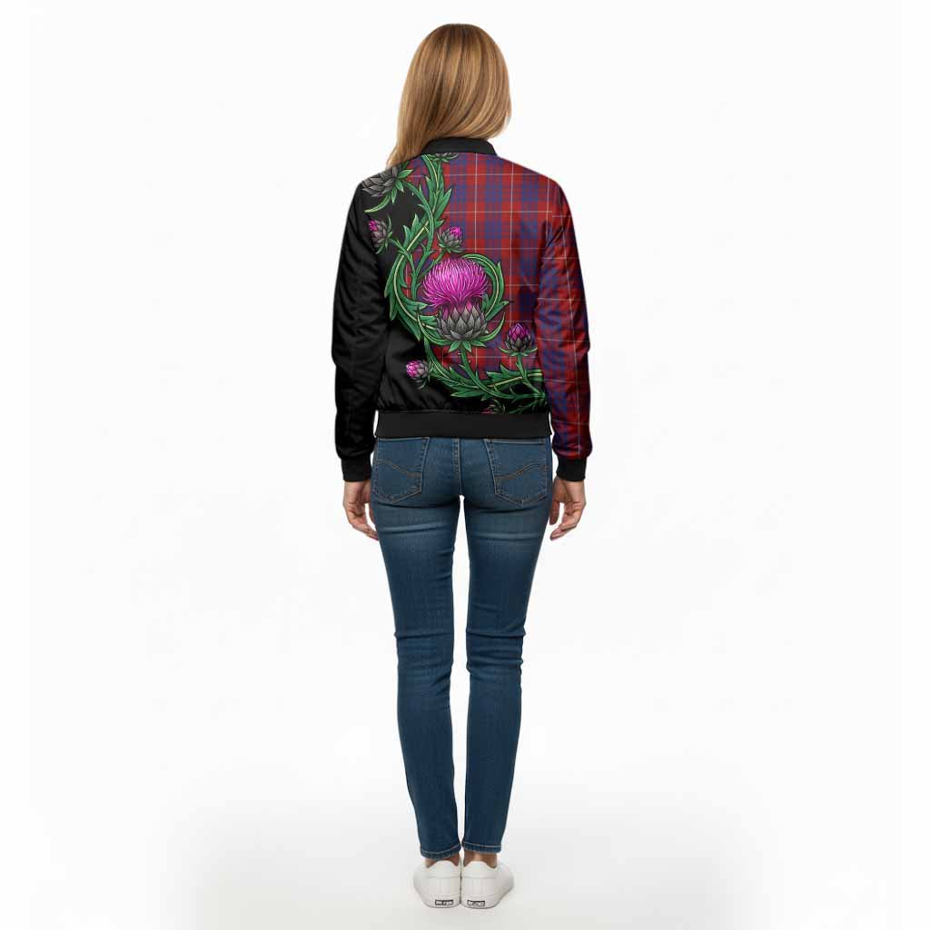 Hamilton Tartan Bomber Jacket Resilient Scottish Thistle - Tartan Vibes Clothing