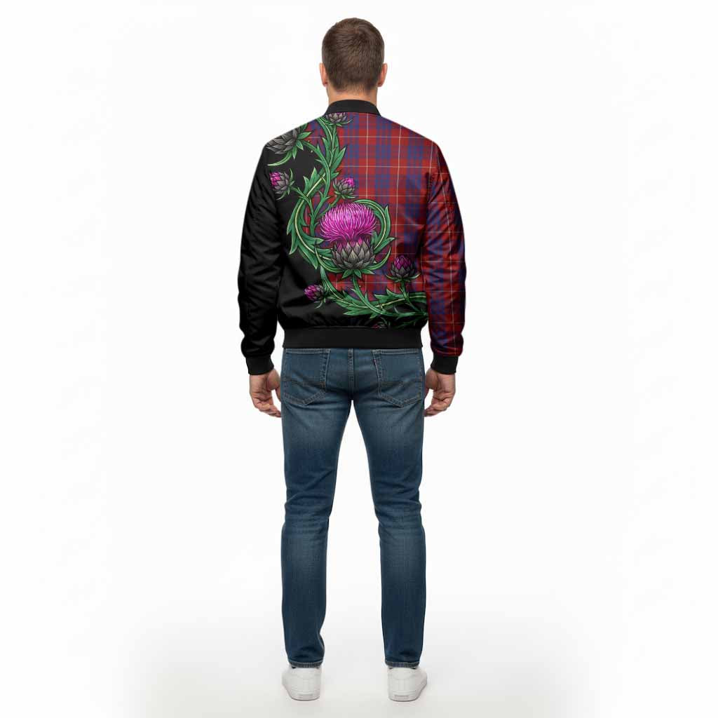 Hamilton Tartan Bomber Jacket Resilient Scottish Thistle - Tartan Vibes Clothing