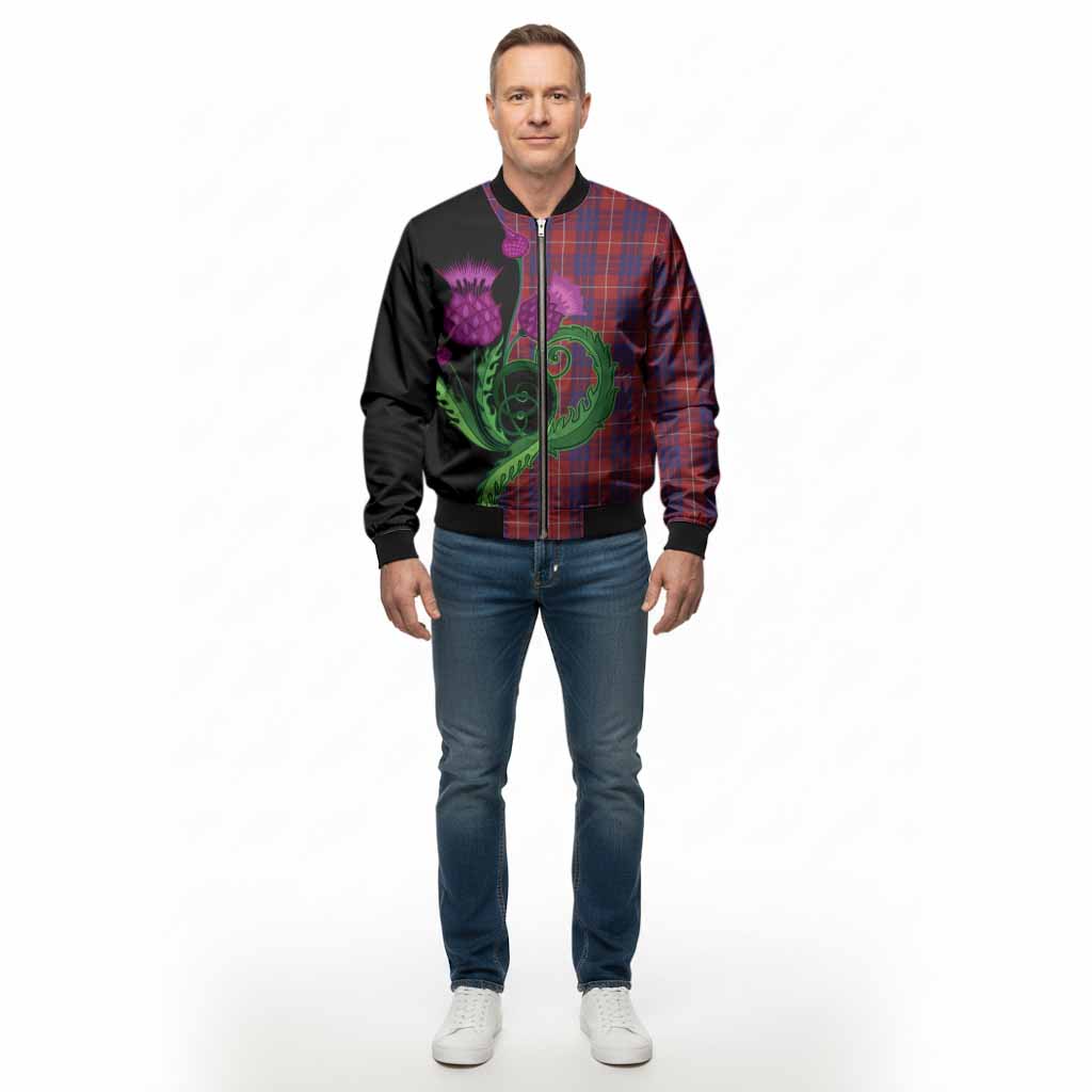 Hamilton Tartan Bomber Jacket Traditional Scottish Thistle