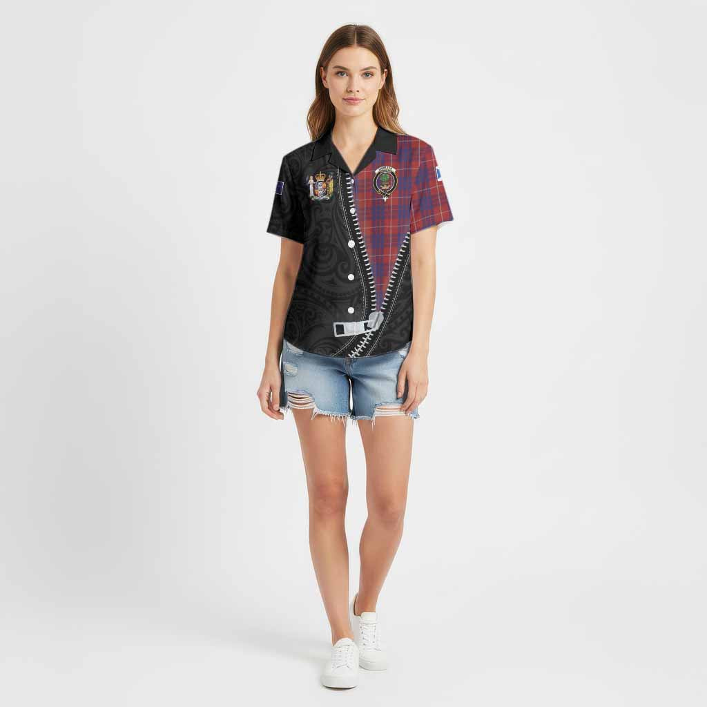 Hamilton Tartan Cotton Hawaiian Shirt New Zealand Pattern Unique Zipper Stylized