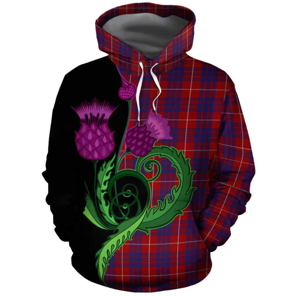 Hamilton Tartan Cotton Hoodie Traditional Scottish Thistle