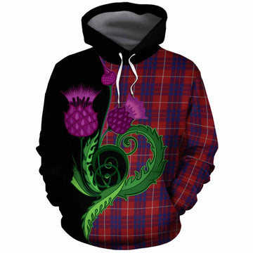 Hamilton Tartan Cotton Hoodie Traditional Scottish Thistle