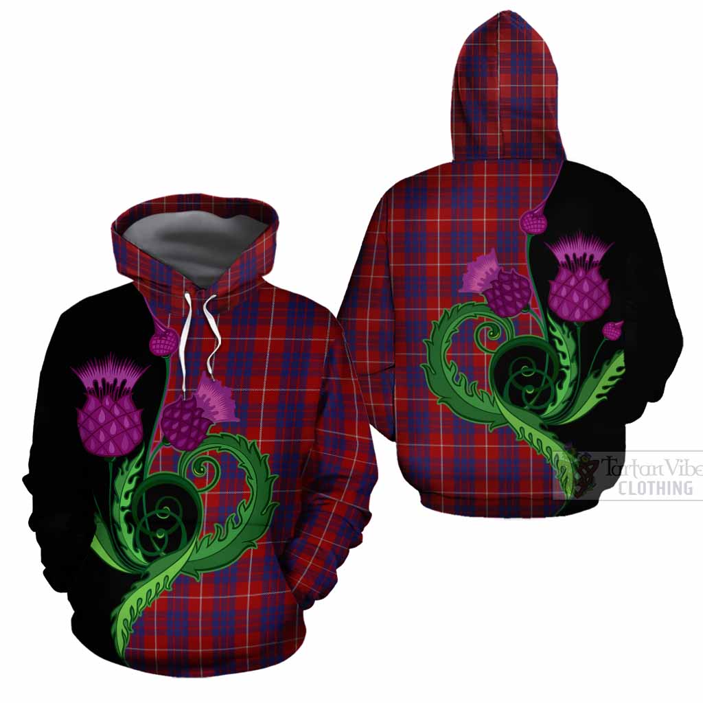 Hamilton Tartan Cotton Hoodie Traditional Scottish Thistle