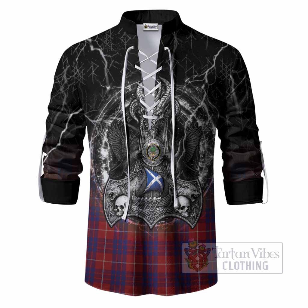 Hamilton Tartan Crest Ghillie Shirt Celtic Odin's Raven Legacy