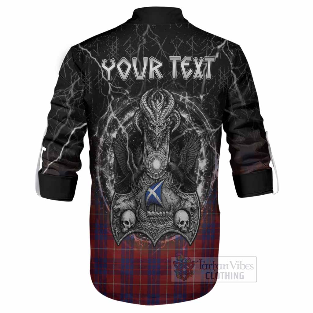 Hamilton Tartan Crest Ghillie Shirt Celtic Odin's Raven Legacy