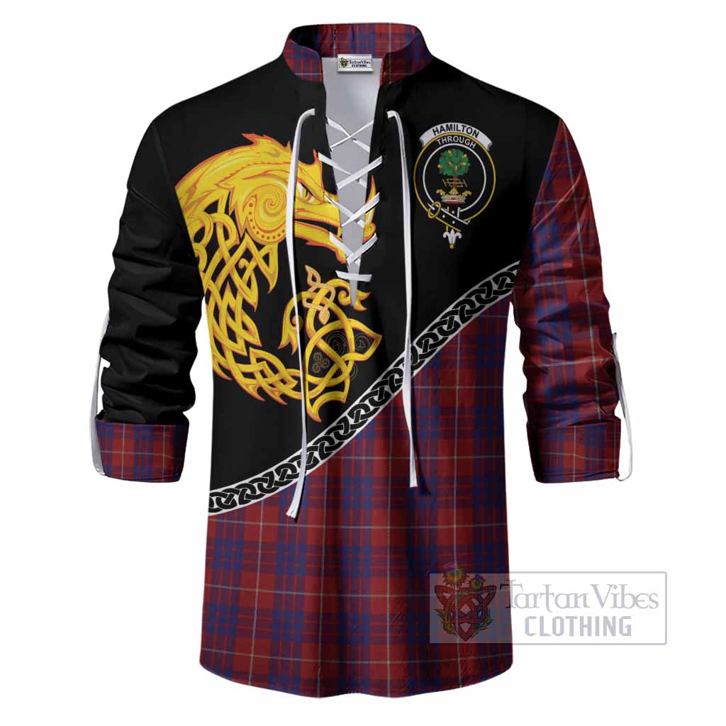 Hamilton Tartan Crest Ghillie Shirt Legendary Dragon Knot Half Style