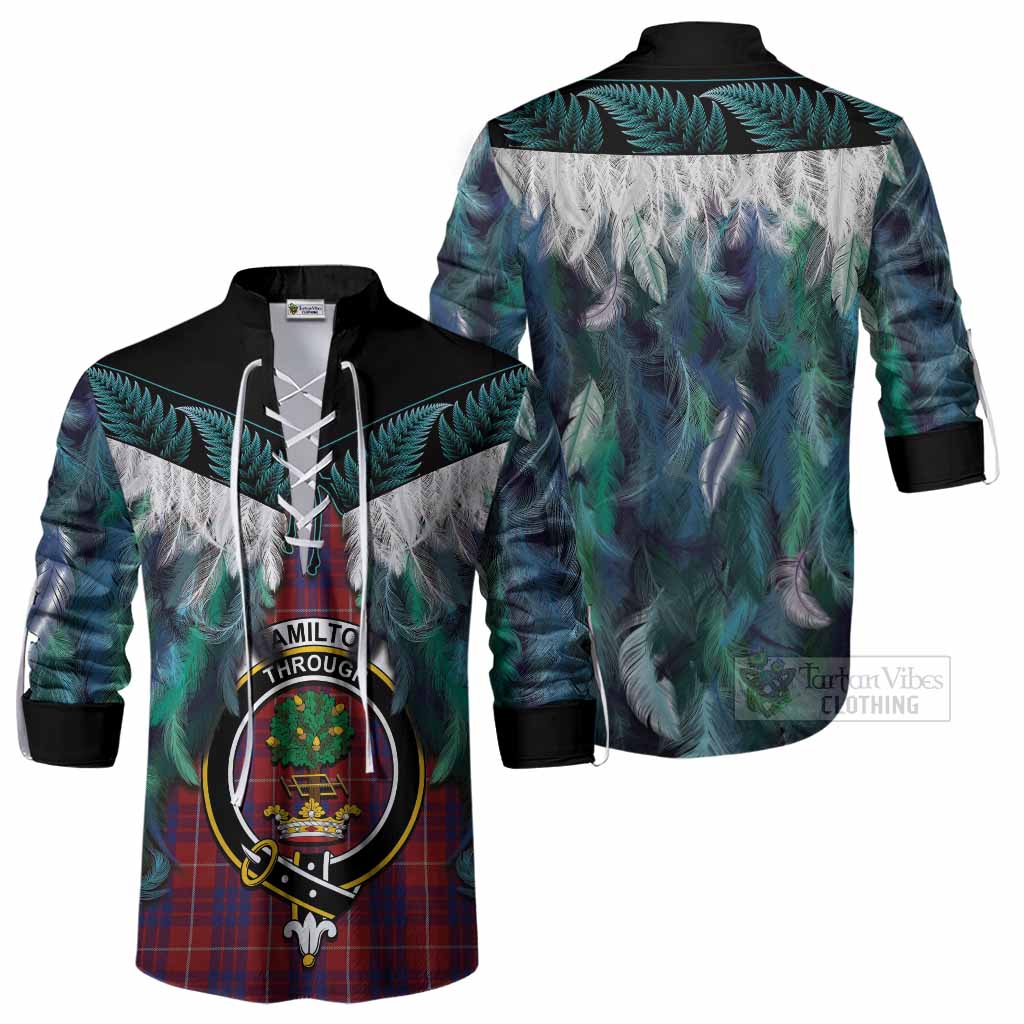 Hamilton Tartan Crest Ghillie Shirt New Zealand Maori Korowai Cloak