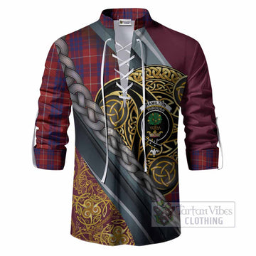 Hamilton Tartan Crest Ghillie Shirt Scottish Triskele Celtic