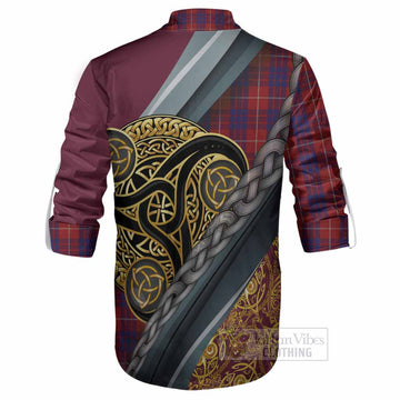 Hamilton Tartan Crest Ghillie Shirt Scottish Triskele Celtic